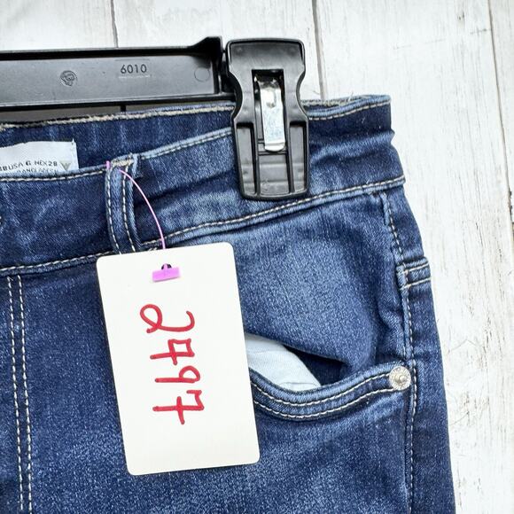 Zara Pants Women Size 6 Dark Wash High Rise Skinny Jeans Zip Fly Pockets Grunge - Picture 2 of 6